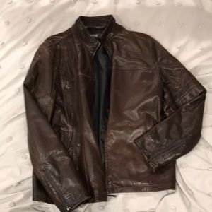 Kenneth Cole Men’s Large Brown Leather Jacket